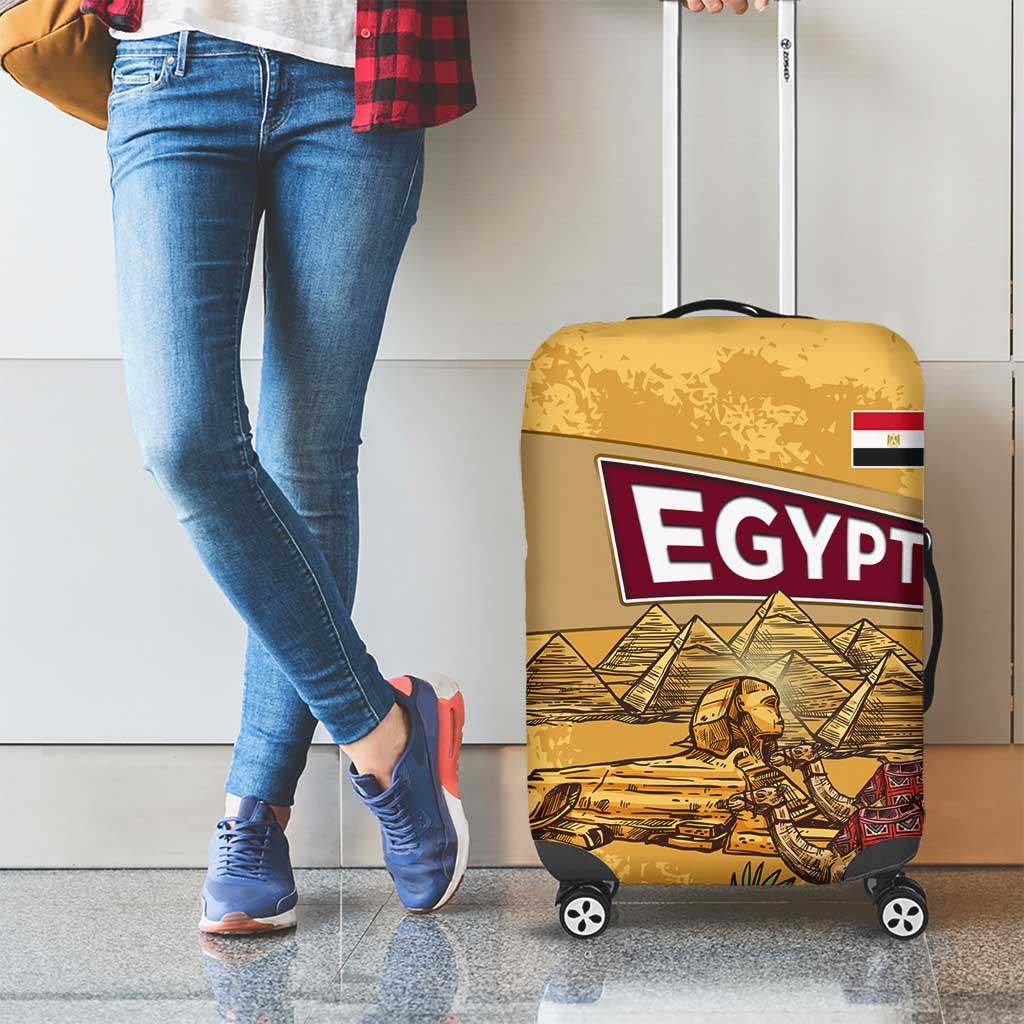 Egyptian Pyramids and Anubis Luggage Cover with Camel Caravan Desert TS04