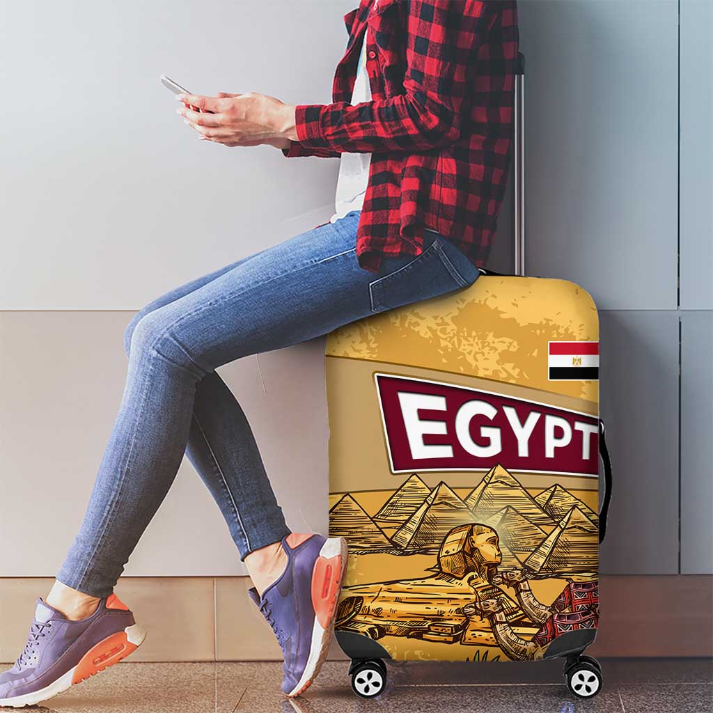 Egyptian Pyramids and Anubis Luggage Cover with Camel Caravan Desert TS04