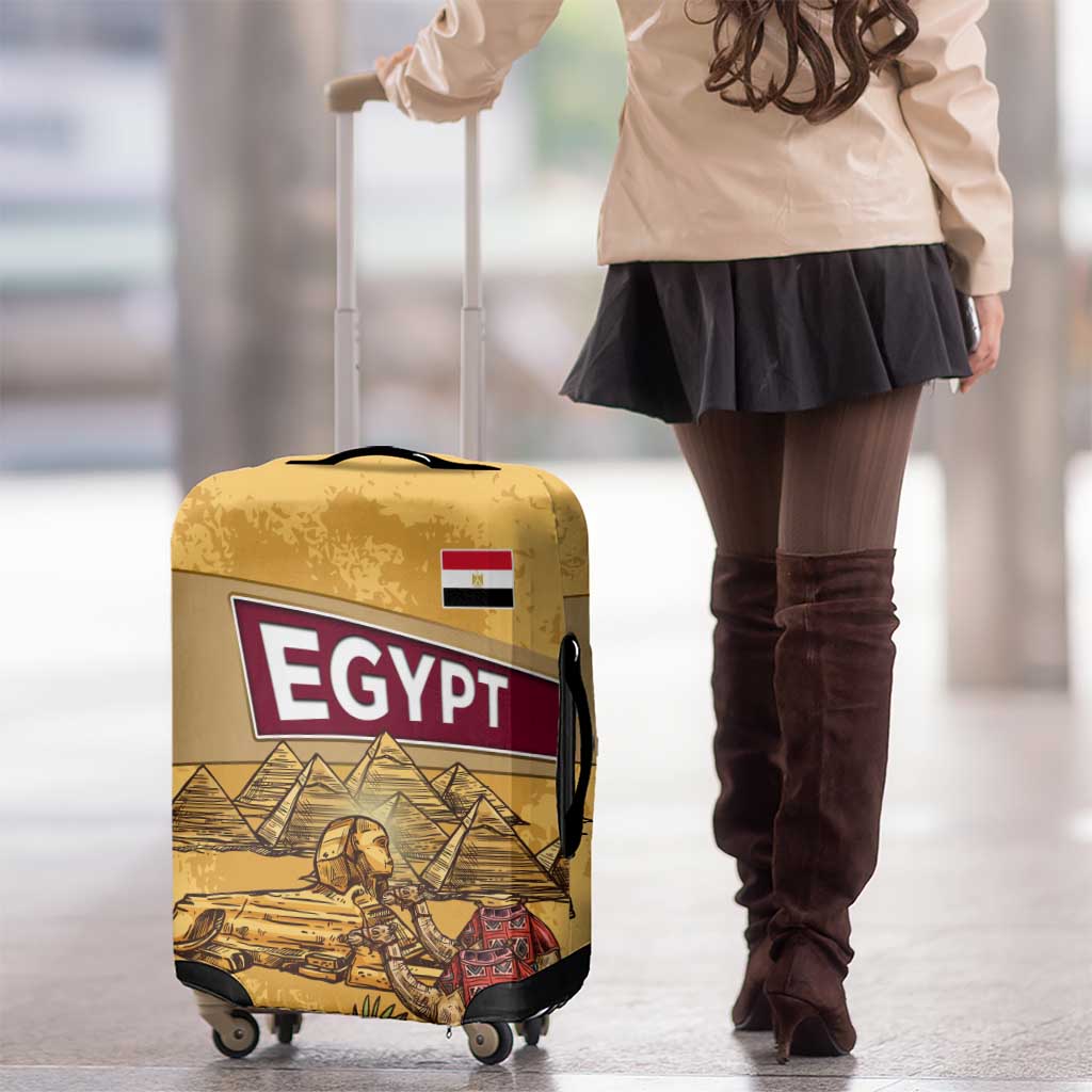 Egyptian Pyramids and Anubis Luggage Cover with Camel Caravan Desert TS04
