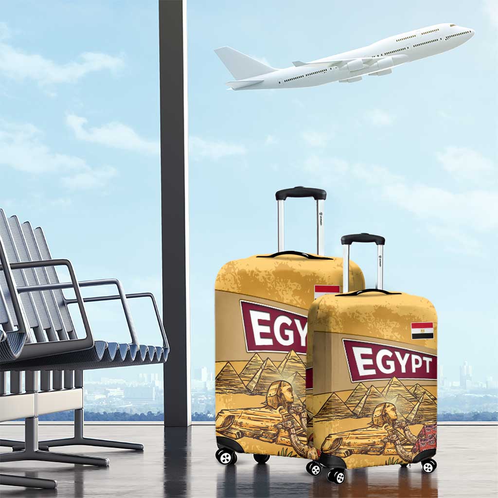 Egyptian Pyramids and Anubis Luggage Cover with Camel Caravan Desert TS04