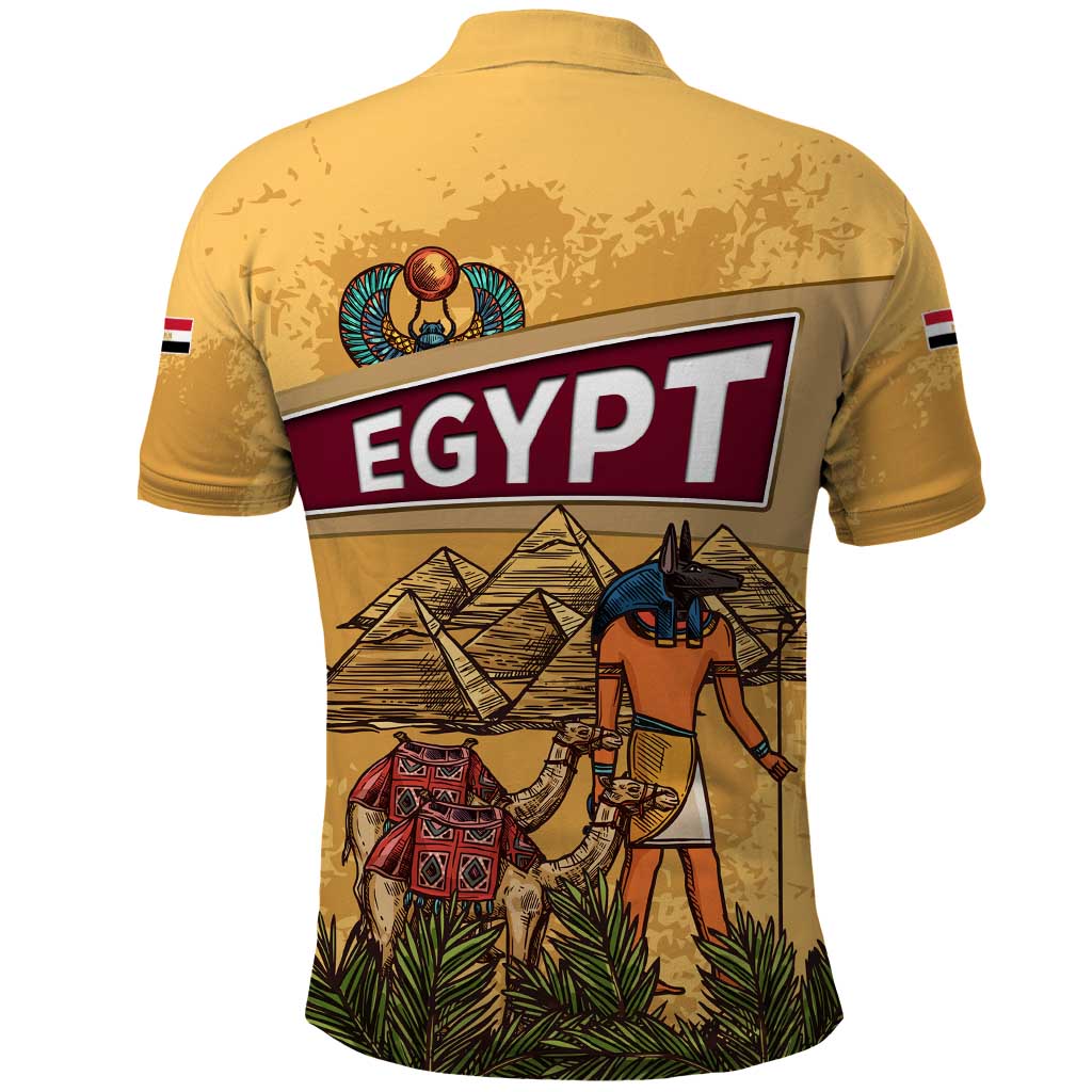 Egyptian Pyramids and Anubis Polo Shirt with Camel Caravan Desert TS04