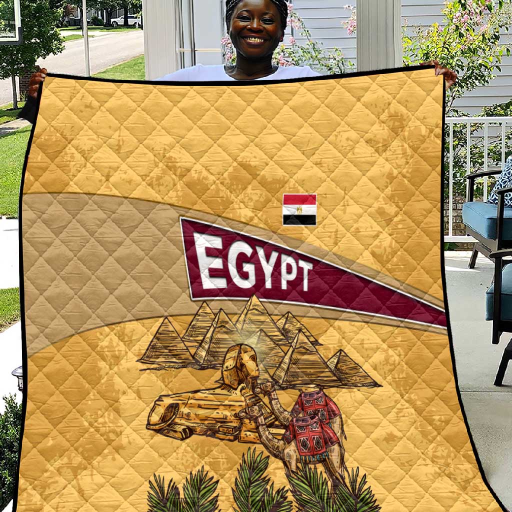 Egyptian Pyramids and Anubis Quilt Camel Caravan Desert TS04