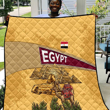 Egyptian Pyramids and Anubis Quilt Camel Caravan Desert TS04