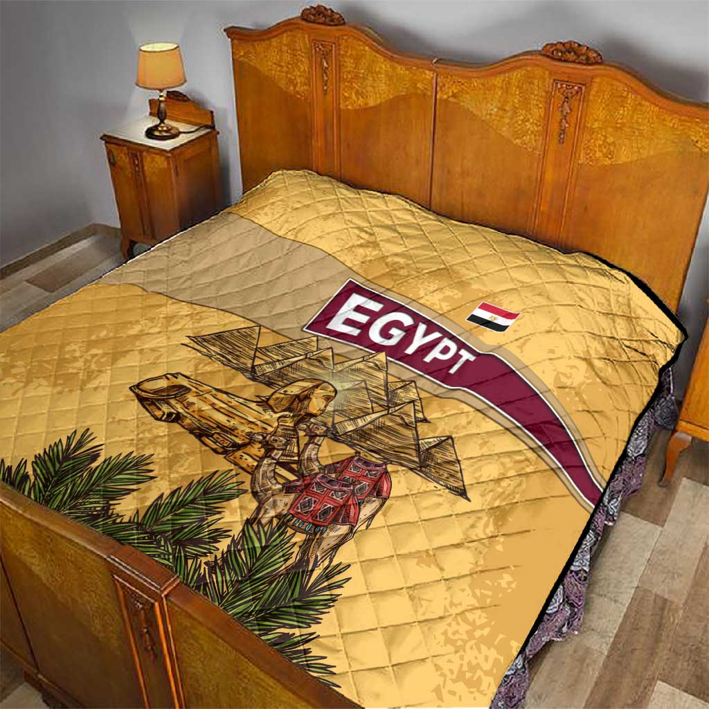 Egyptian Pyramids and Anubis Quilt Camel Caravan Desert TS04