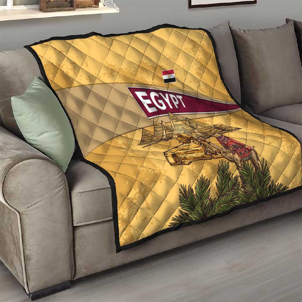 Egyptian Pyramids and Anubis Quilt Camel Caravan Desert TS04