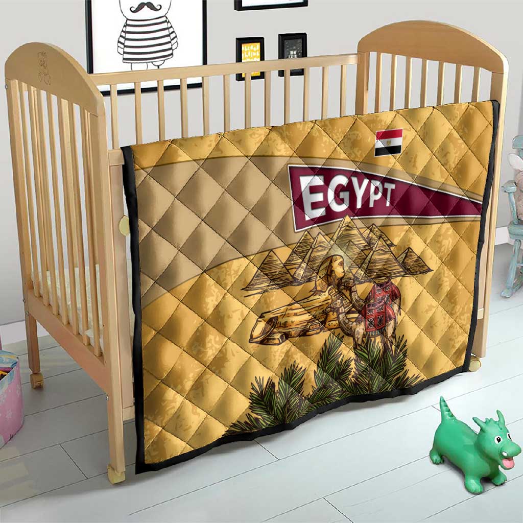 Egyptian Pyramids and Anubis Quilt Camel Caravan Desert TS04