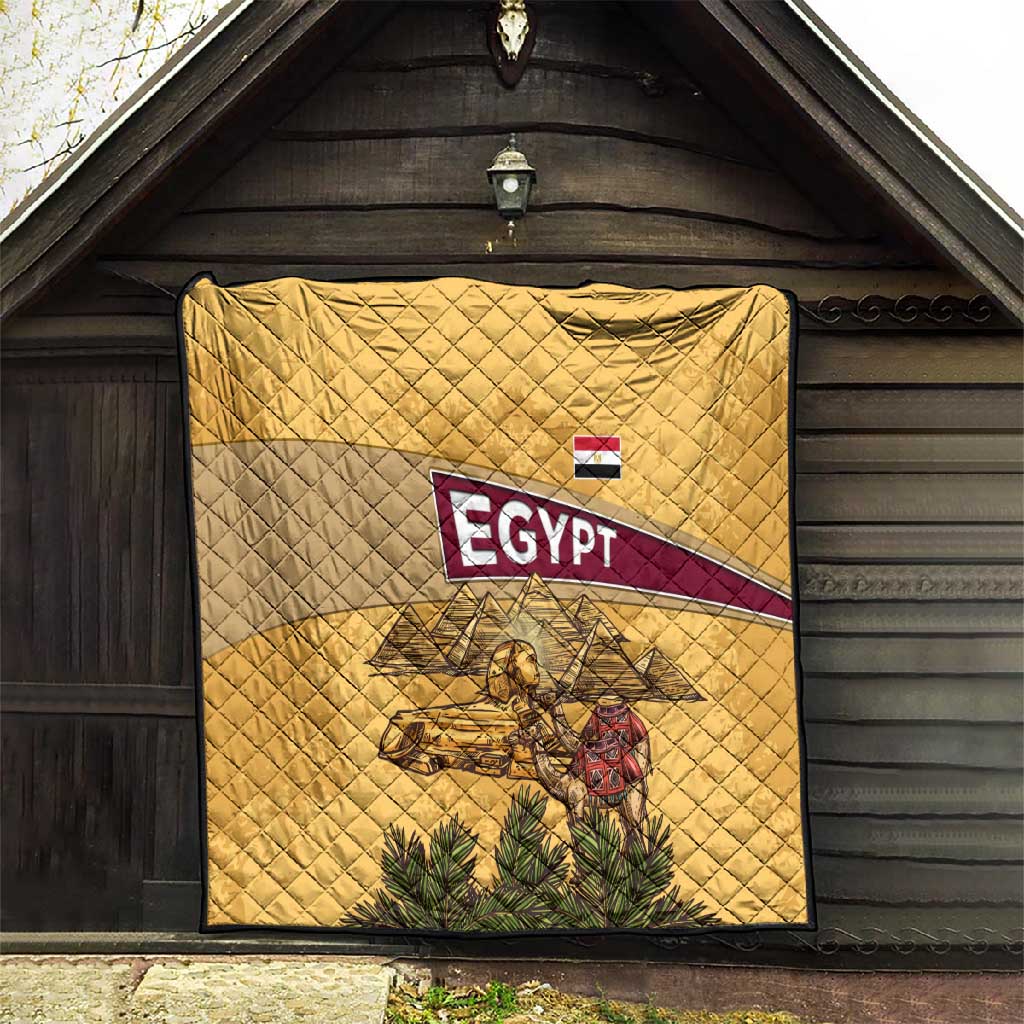 Egyptian Pyramids and Anubis Quilt Camel Caravan Desert TS04