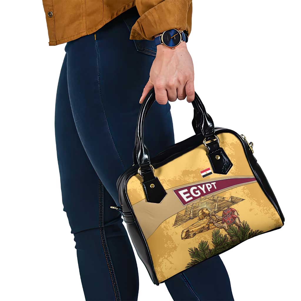 Egyptian Pyramids and Anubis Shoulder Handbag with Camel Caravan Desert TS04