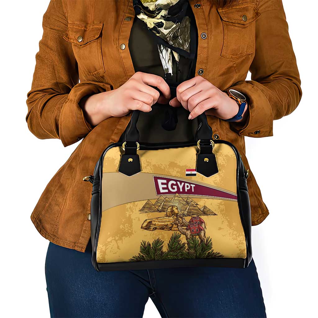 Egyptian Pyramids and Anubis Shoulder Handbag with Camel Caravan Desert TS04