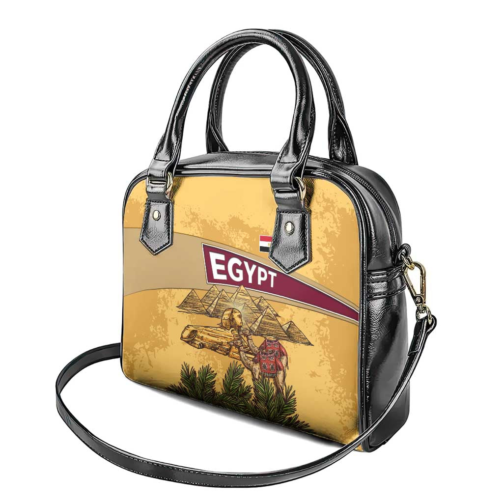 Egyptian Pyramids and Anubis Shoulder Handbag with Camel Caravan Desert TS04