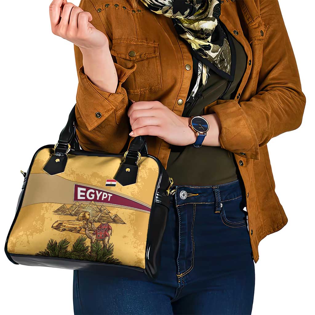 Egyptian Pyramids and Anubis Shoulder Handbag with Camel Caravan Desert TS04