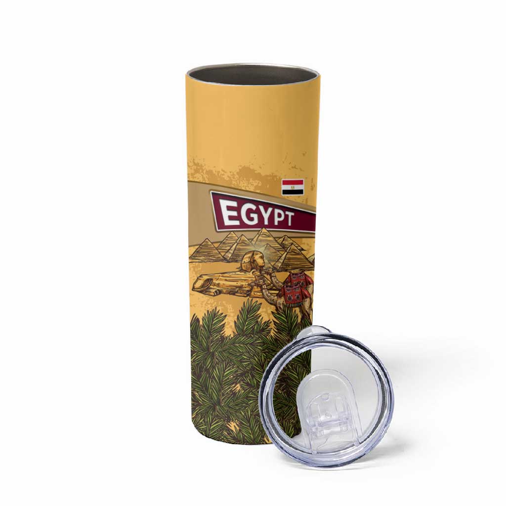 Egyptian Pyramids and Anubis Skinny Tumbler Camel Caravan Desert TS04