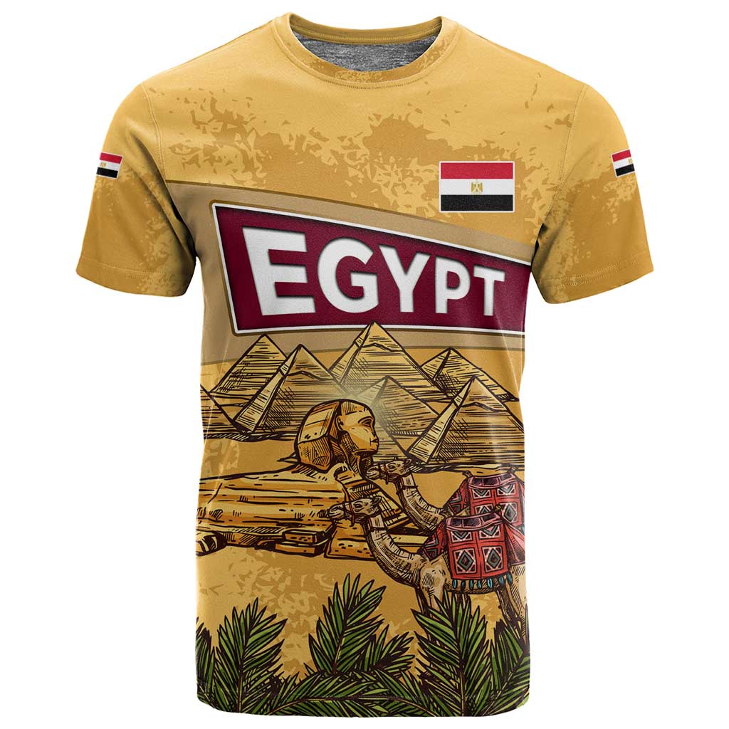 Egyptian Pyramids and Anubis T shirt Camel Caravan Desert TS04