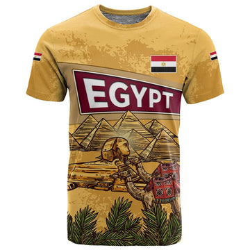 Egyptian Pyramids and Anubis T shirt Camel Caravan Desert TS04