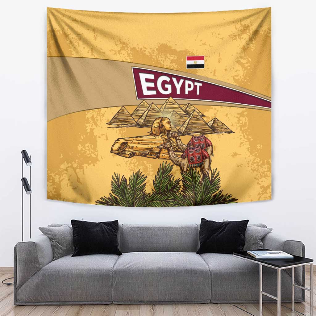 Egyptian Pyramids and Anubis Tapestry Camel Caravan Desert TS04