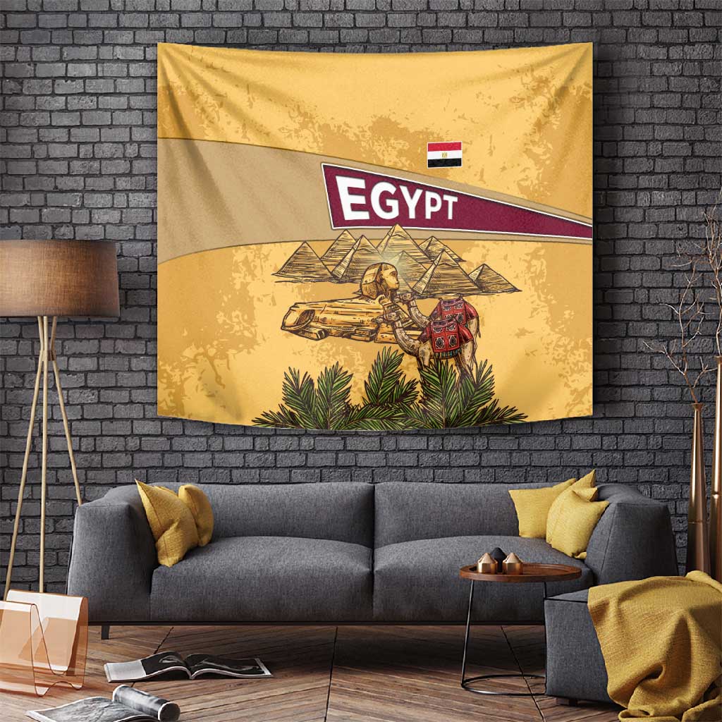 Egyptian Pyramids and Anubis Tapestry Camel Caravan Desert TS04