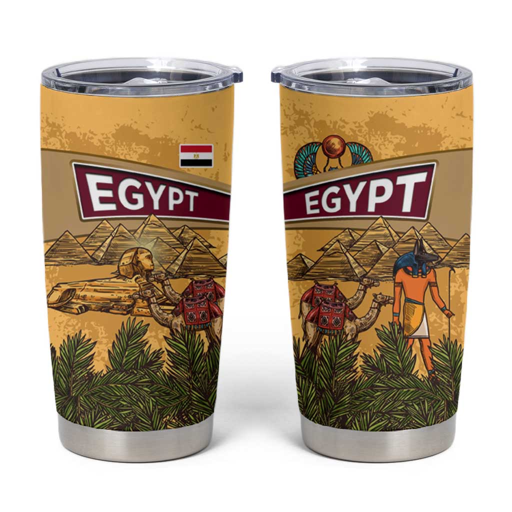 Egyptian Pyramids and Anubis Tumbler Cup Camel Caravan Desert TS04