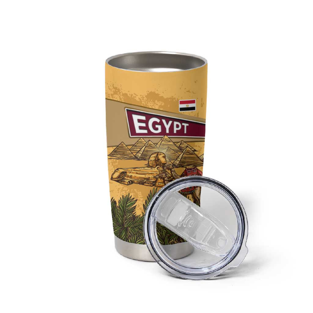 Egyptian Pyramids and Anubis Tumbler Cup Camel Caravan Desert TS04