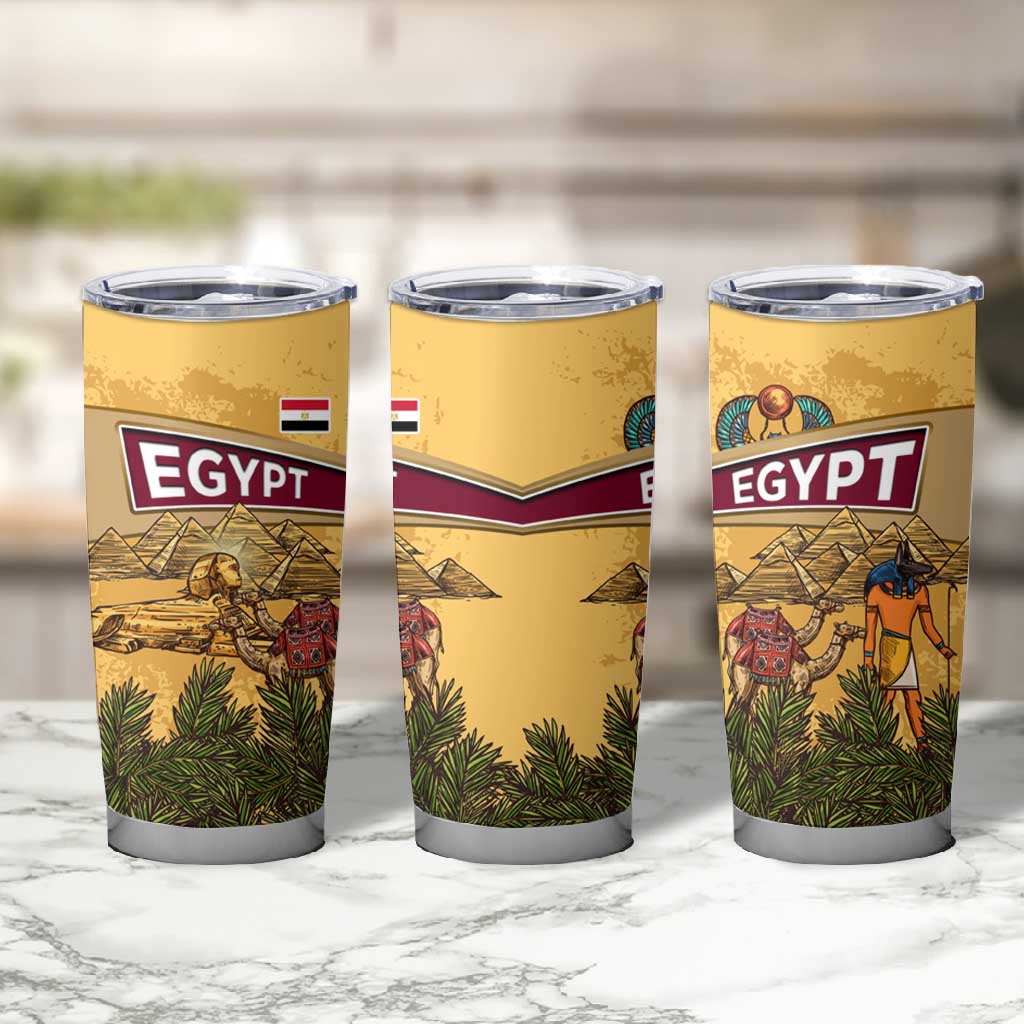 Egyptian Pyramids and Anubis Tumbler Cup Camel Caravan Desert TS04