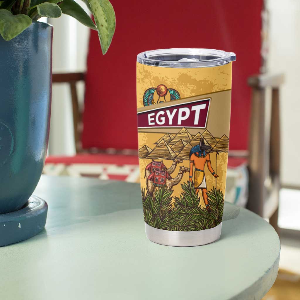 Egyptian Pyramids and Anubis Tumbler Cup Camel Caravan Desert TS04