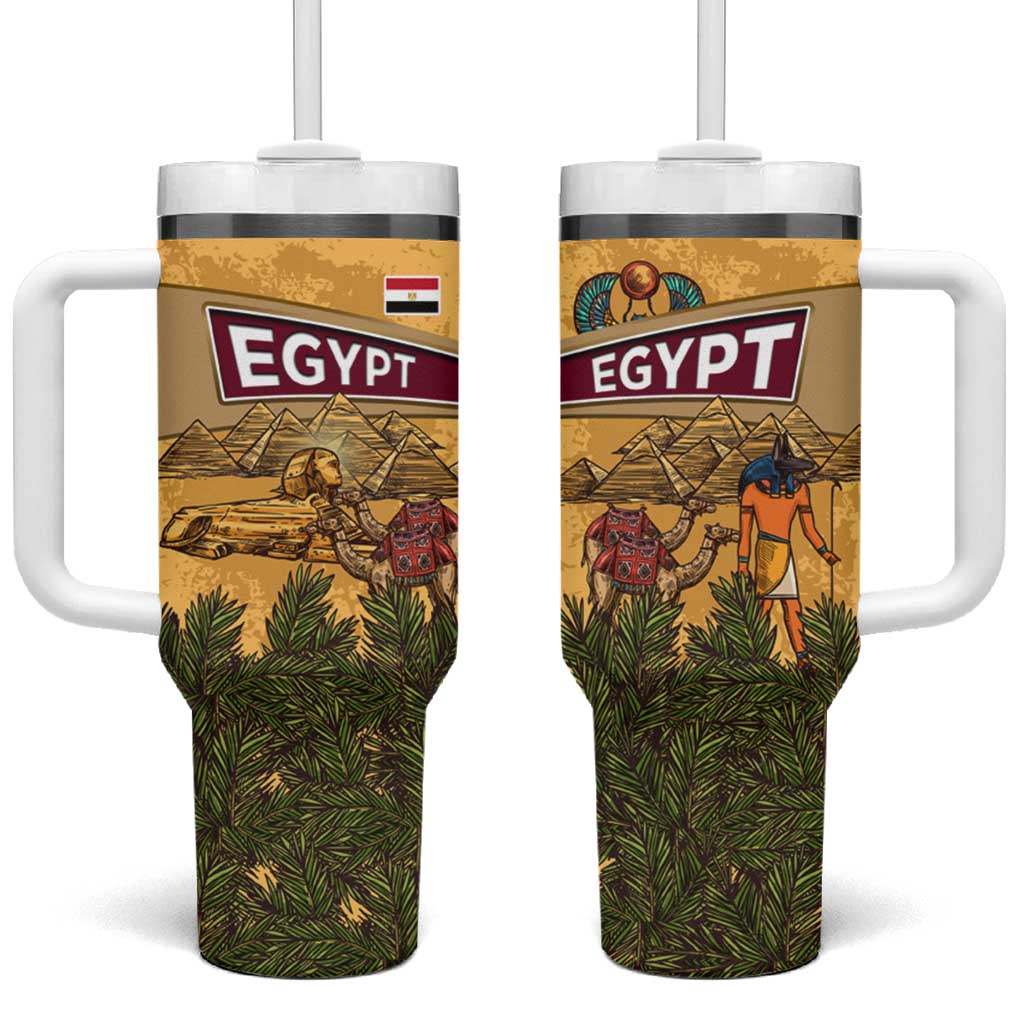 Egyptian Pyramids and Anubis Tumbler With Handle Camel Caravan Desert TS04