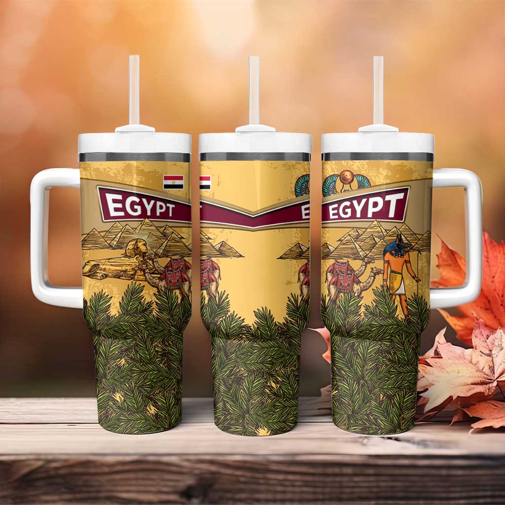 Egyptian Pyramids and Anubis Tumbler With Handle Camel Caravan Desert TS04
