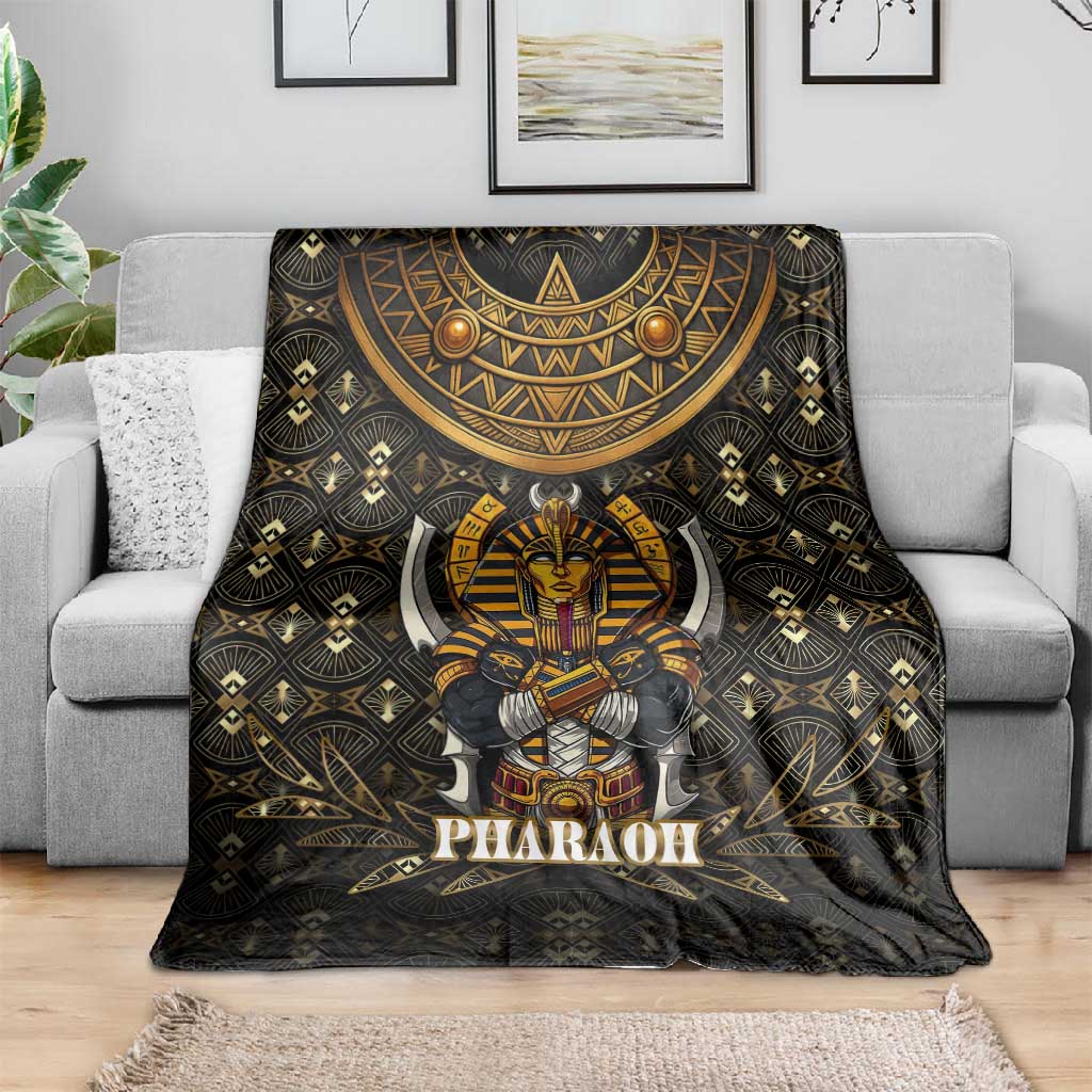 Pharaoh King Tut Egypt Blanket Hieroglyphic Gold Pattern TS04