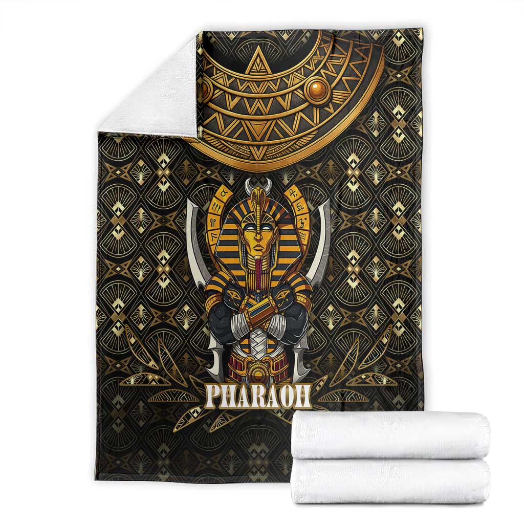 Pharaoh King Tut Egypt Blanket Hieroglyphic Gold Pattern TS04