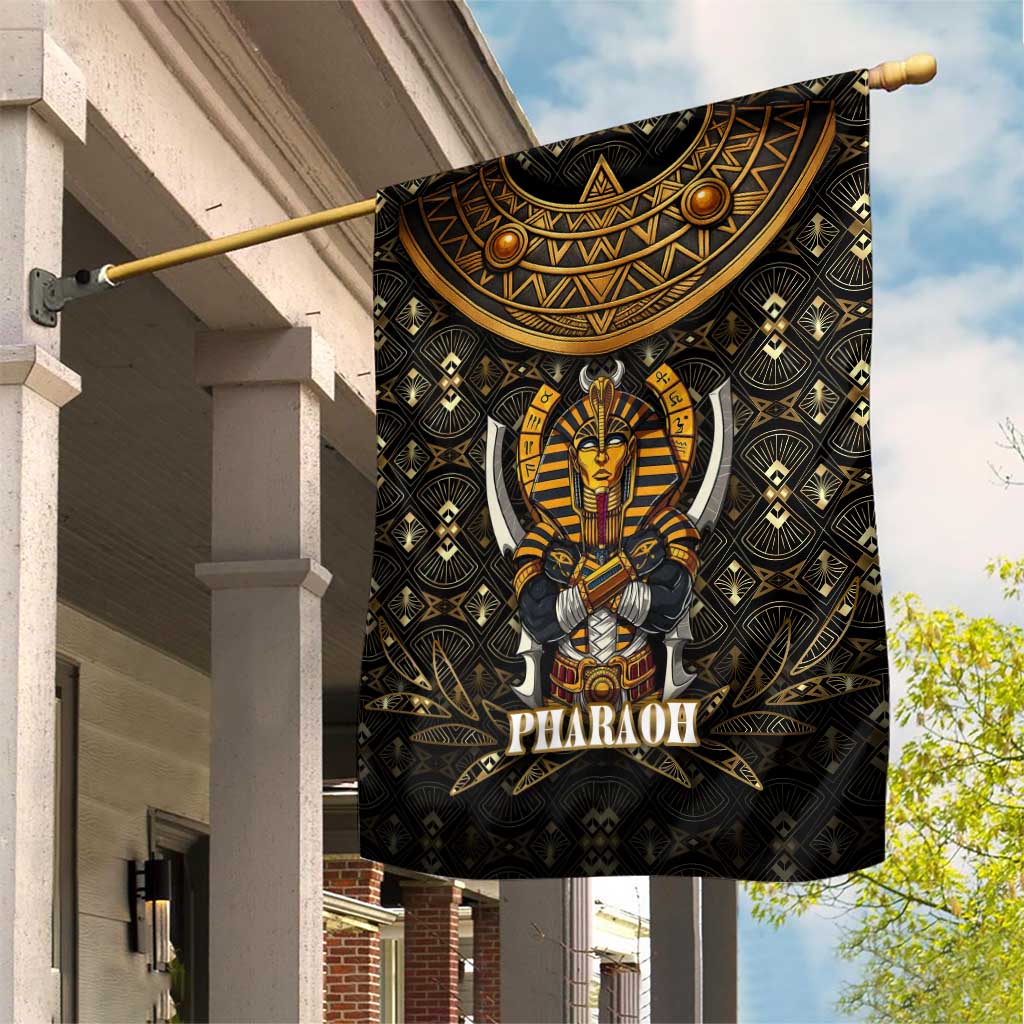 Pharaoh King Tut Egypt Garden Flag Hieroglyphic Gold Pattern TS04