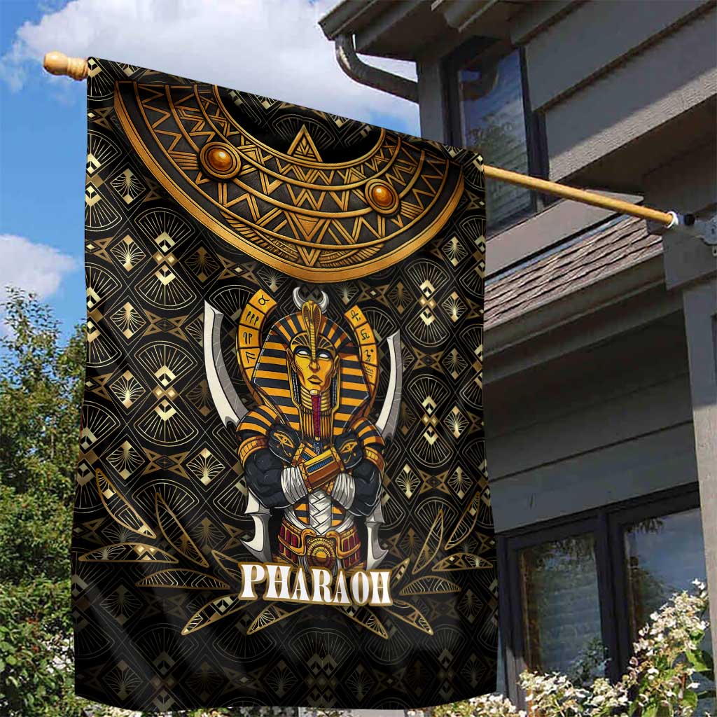 Pharaoh King Tut Egypt Garden Flag Hieroglyphic Gold Pattern TS04