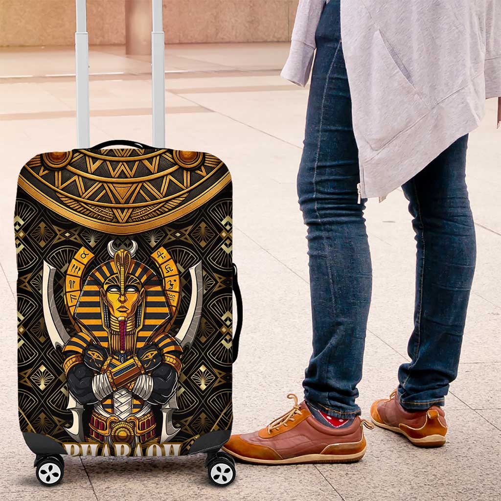 Pharaoh King Tut Egypt Luggage Cover with Hieroglyphic Gold Pattern TS04