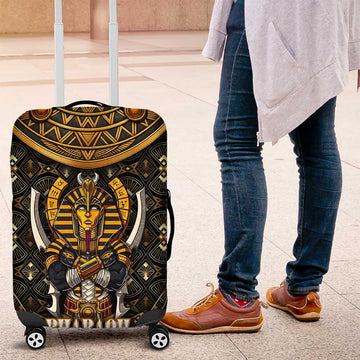 Pharaoh King Tut Egypt Luggage Cover with Hieroglyphic Gold Pattern TS04