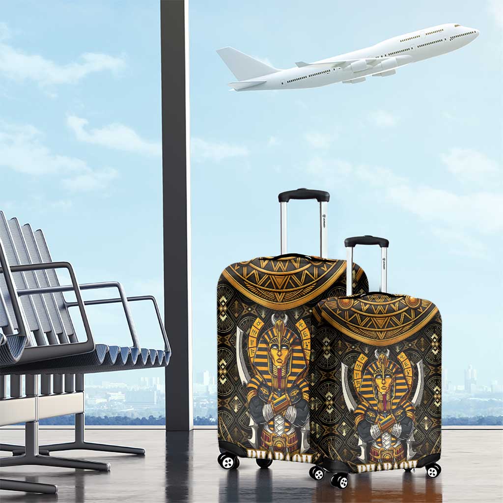 Pharaoh King Tut Egypt Luggage Cover with Hieroglyphic Gold Pattern TS04
