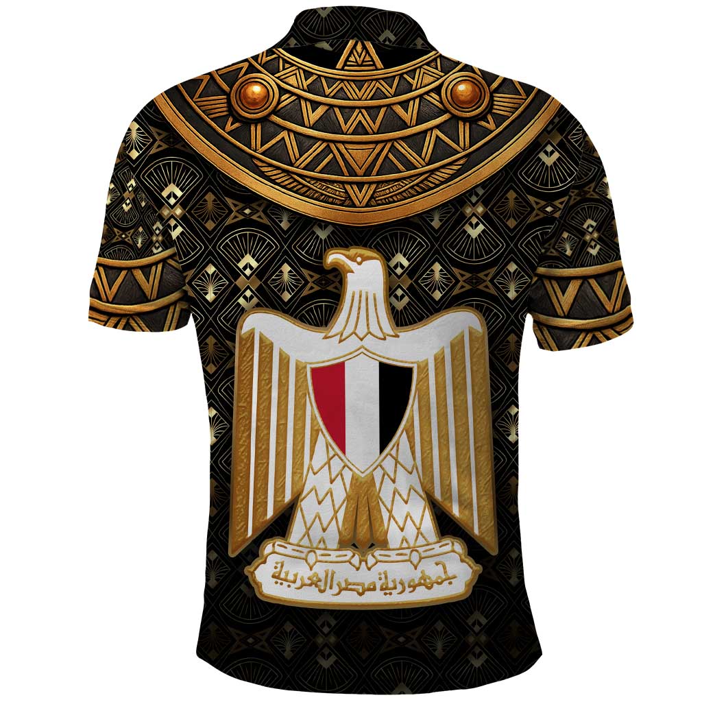 Pharaoh King Tut Egypt Polo Shirt with Hieroglyphic Gold Pattern TS04