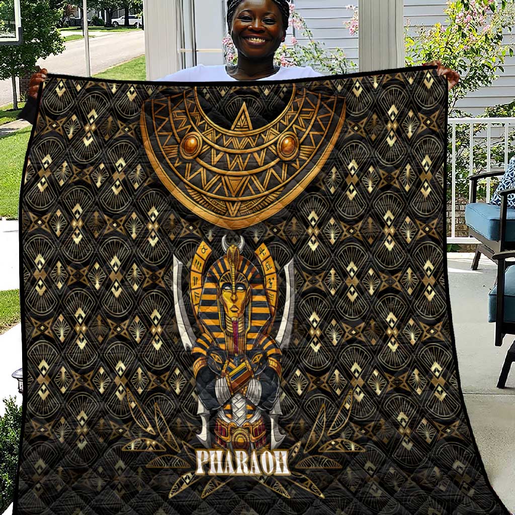 Pharaoh King Tut Egypt Quilt Hieroglyphic Gold Pattern TS04