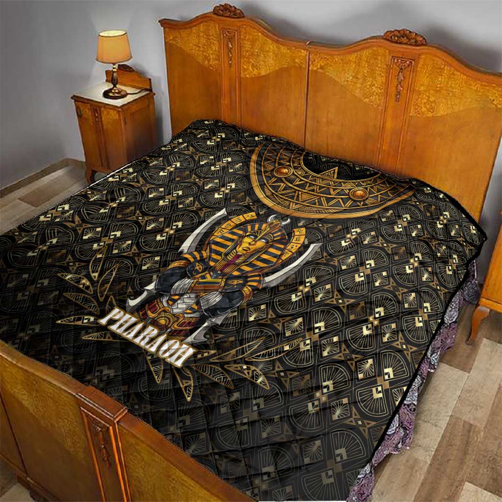 Pharaoh King Tut Egypt Quilt Hieroglyphic Gold Pattern TS04
