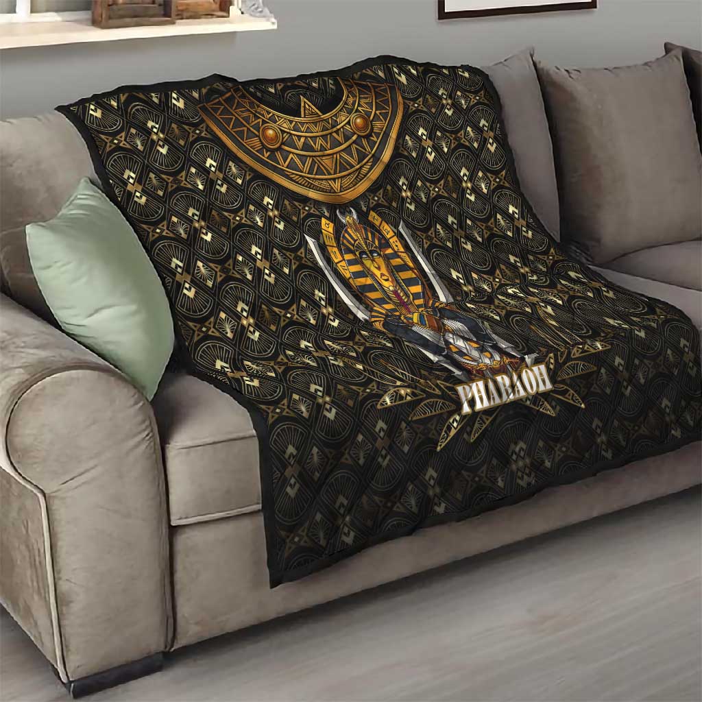 Pharaoh King Tut Egypt Quilt Hieroglyphic Gold Pattern TS04
