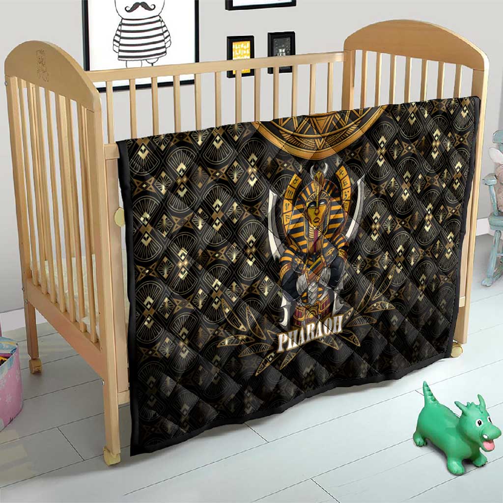 Pharaoh King Tut Egypt Quilt Hieroglyphic Gold Pattern TS04