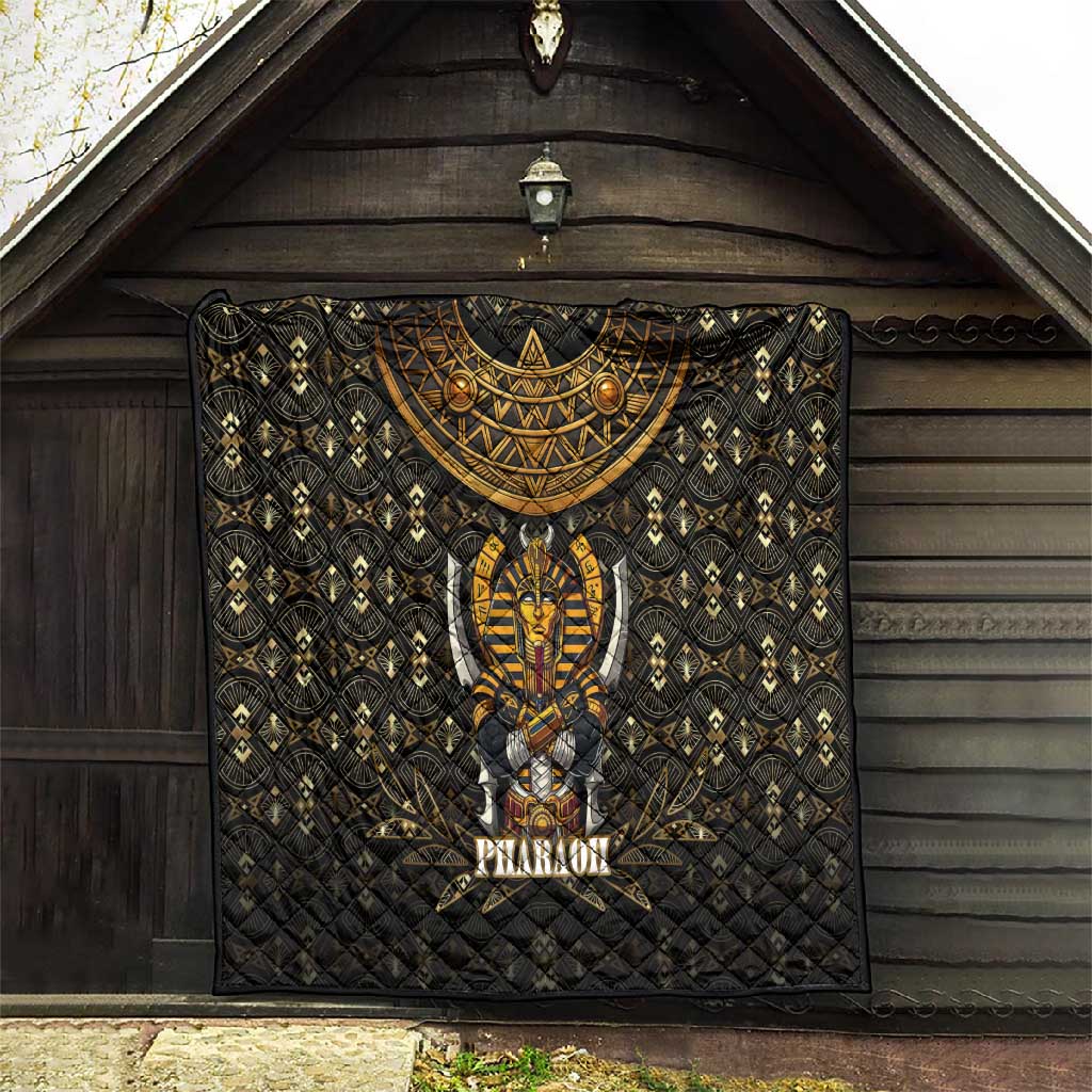 Pharaoh King Tut Egypt Quilt Hieroglyphic Gold Pattern TS04