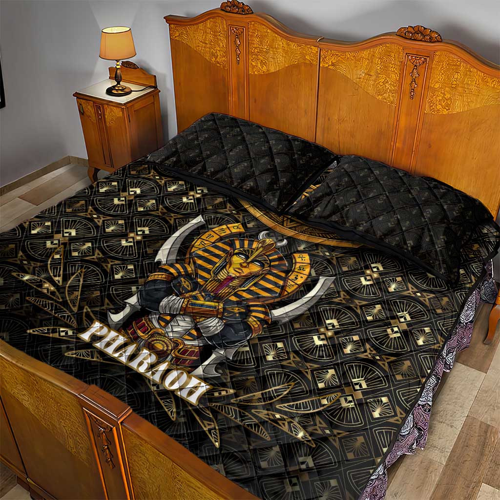 Pharaoh King Tut Egypt Quilt Bed Set Hieroglyphic Gold Pattern TS04