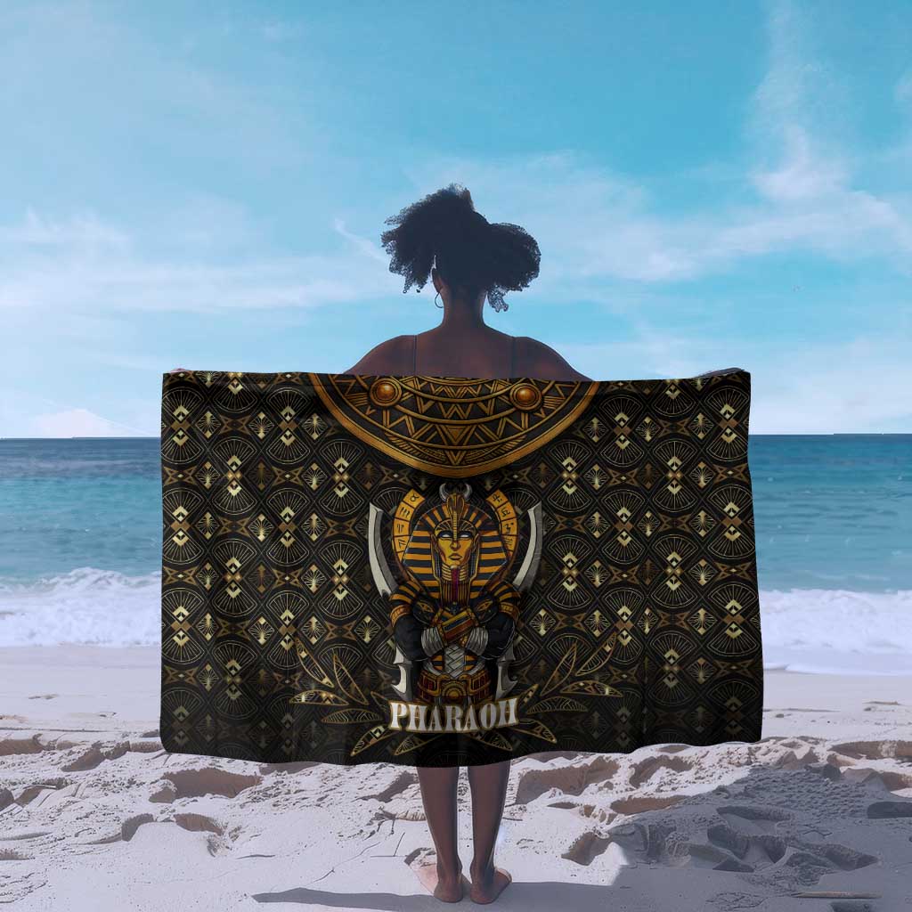 Pharaoh King Tut Egypt Sarong Hieroglyphic Gold Pattern TS04