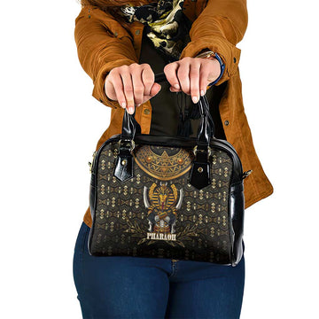 Pharaoh King Tut Egypt Shoulder Handbag with Hieroglyphic Gold Pattern TS04
