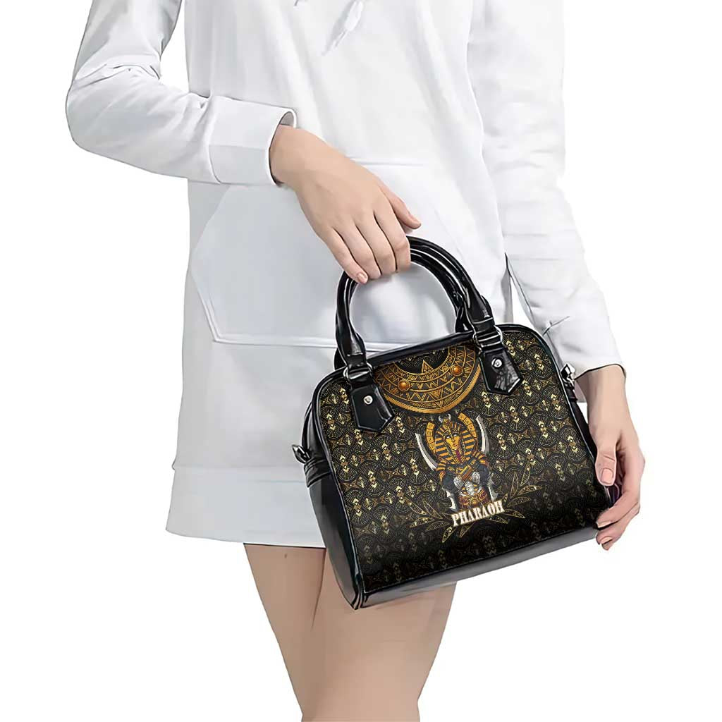 Pharaoh King Tut Egypt Shoulder Handbag with Hieroglyphic Gold Pattern TS04