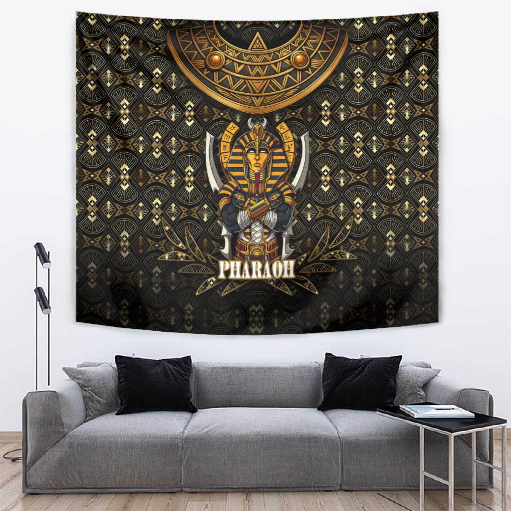 Pharaoh King Tut Egypt Tapestry Hieroglyphic Gold Pattern TS04