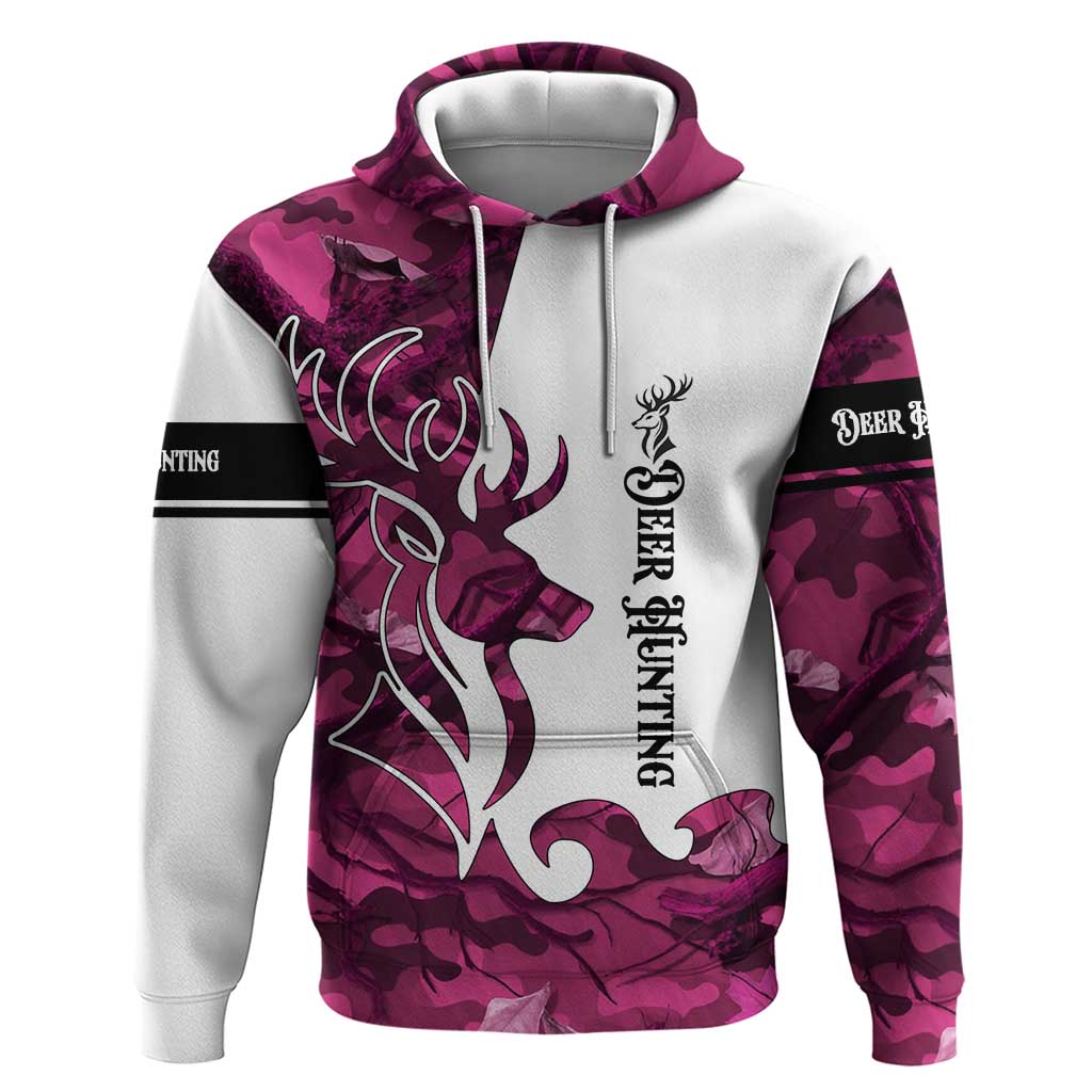 Pink Camo Customize Name Deer Hunting Hoodie Tribal Buck Silhouette TS04