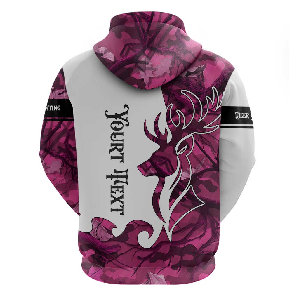 Pink Camo Customize Name Deer Hunting Hoodie Tribal Buck Silhouette TS04