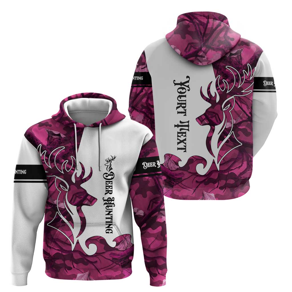 Pink Camo Customize Name Deer Hunting Hoodie Tribal Buck Silhouette TS04