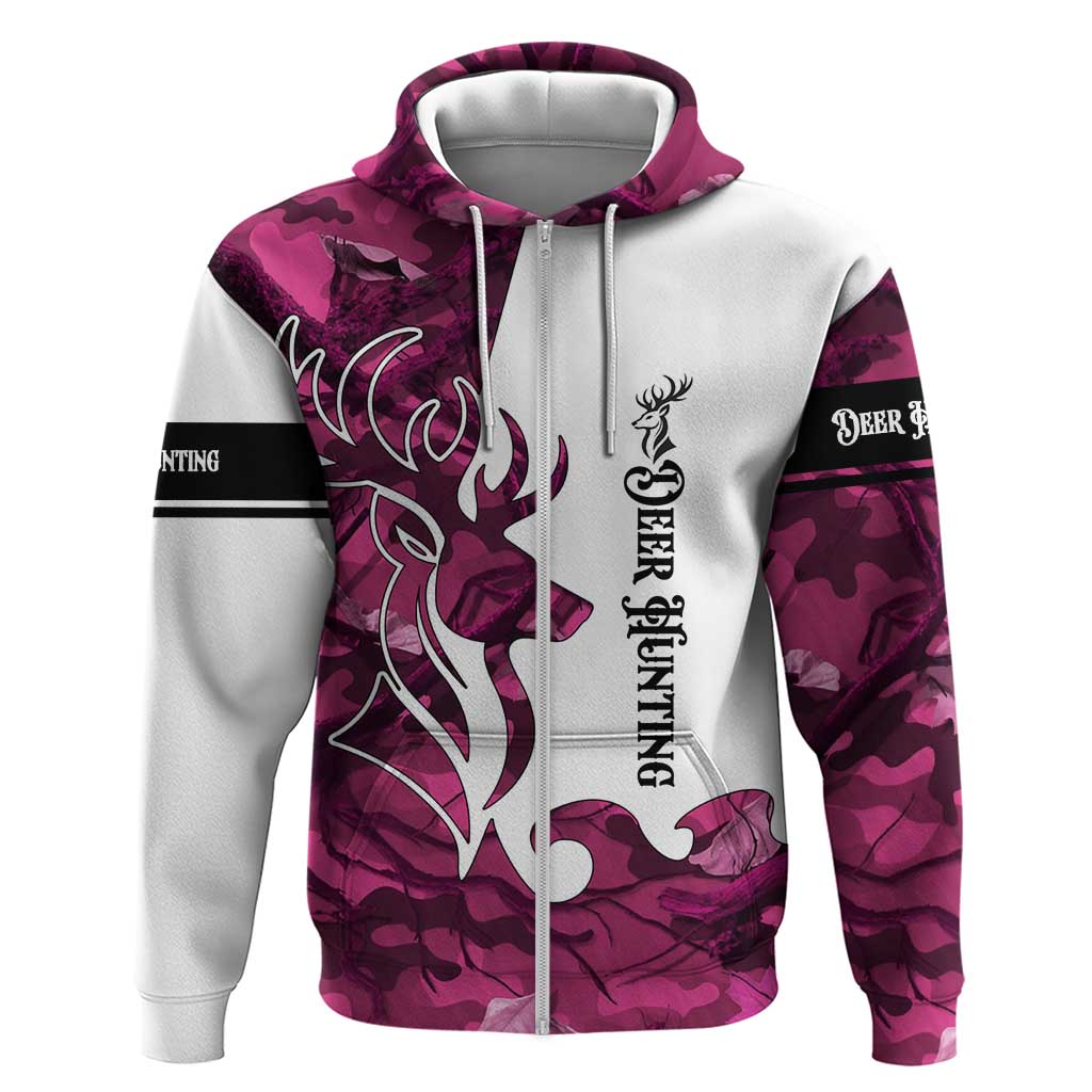 Pink Camo Customize Name Deer Hunting Hoodie Tribal Buck Silhouette TS04