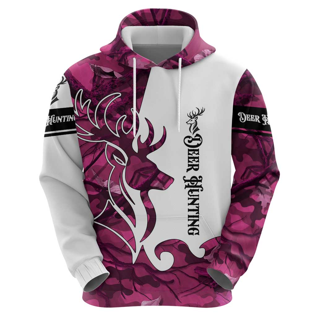 Pink Camo Customize Name Deer Hunting Hoodie Tribal Buck Silhouette TS04
