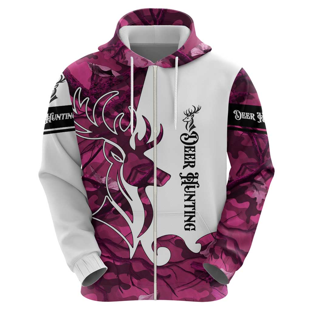 Pink Camo Customize Name Deer Hunting Hoodie Tribal Buck Silhouette TS04